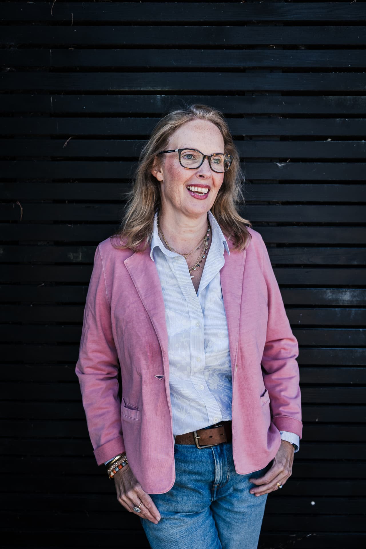 Cara Cunniff, portrait, pink blazer